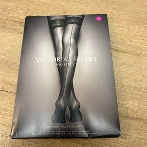 Victoria's Secret Black Hosiery Packaging with Pink Swatch